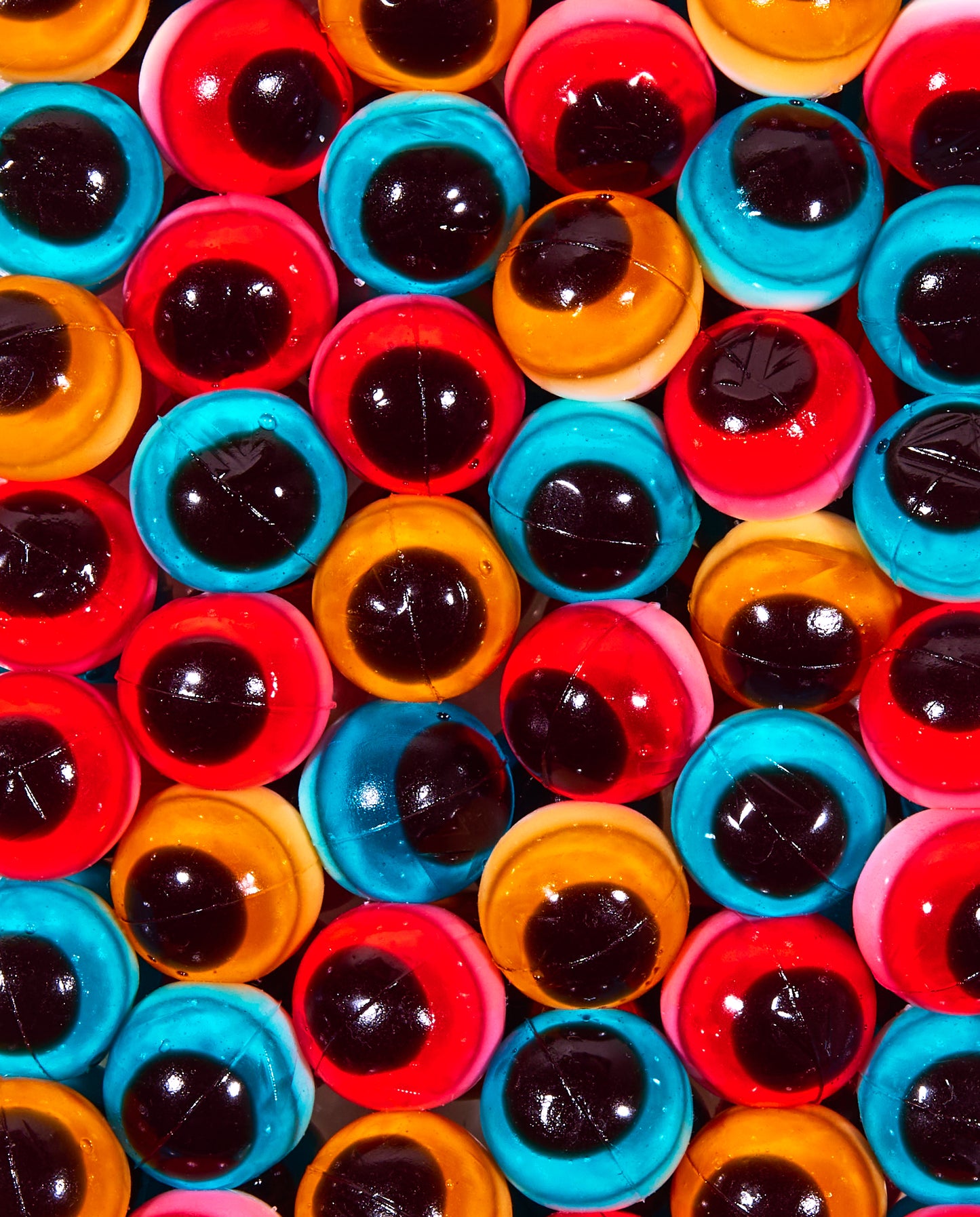 Zoomed-in 3D Fruity Gummy Eyeballs