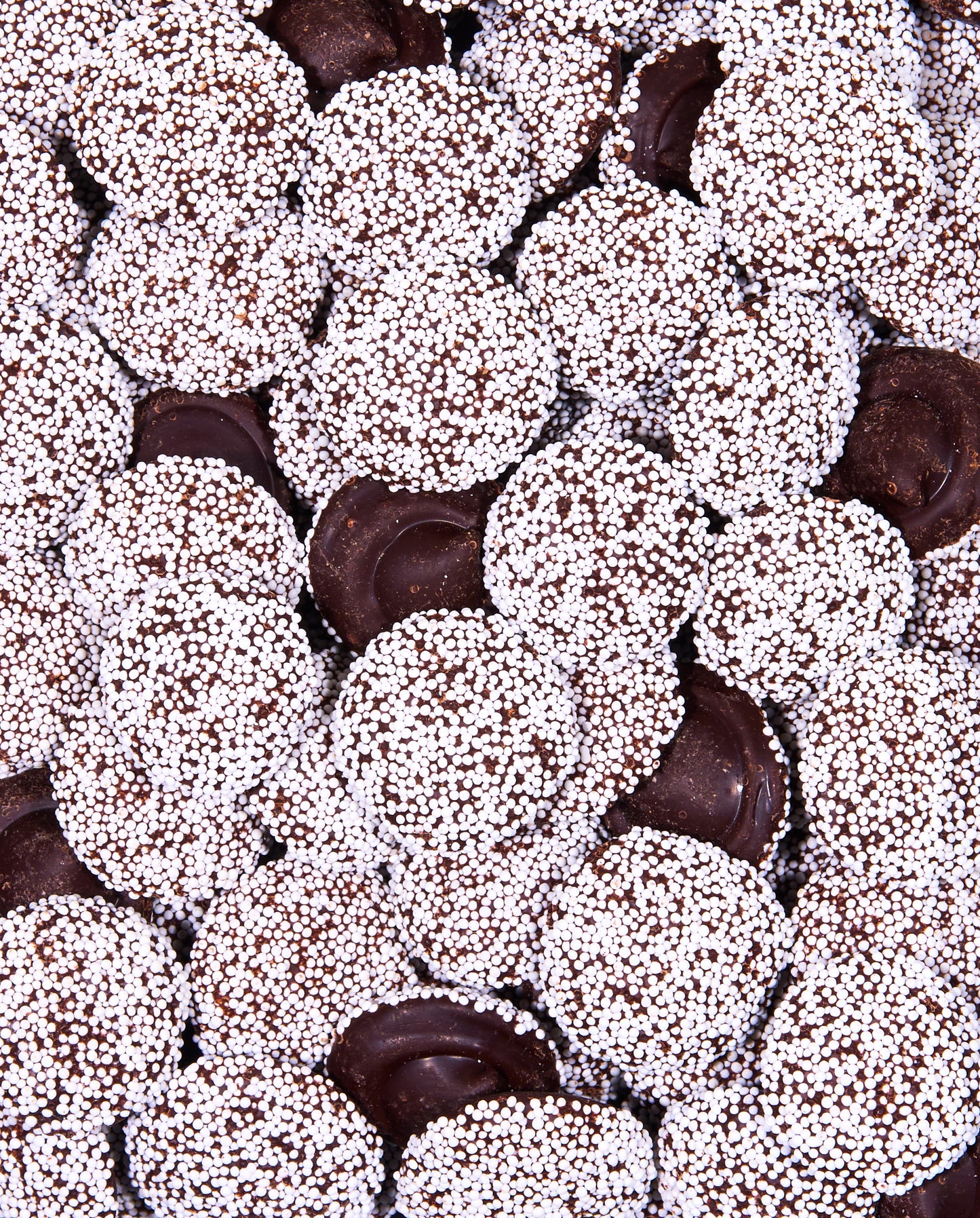 Zoomed-in Dark Chocolate Nonpareils