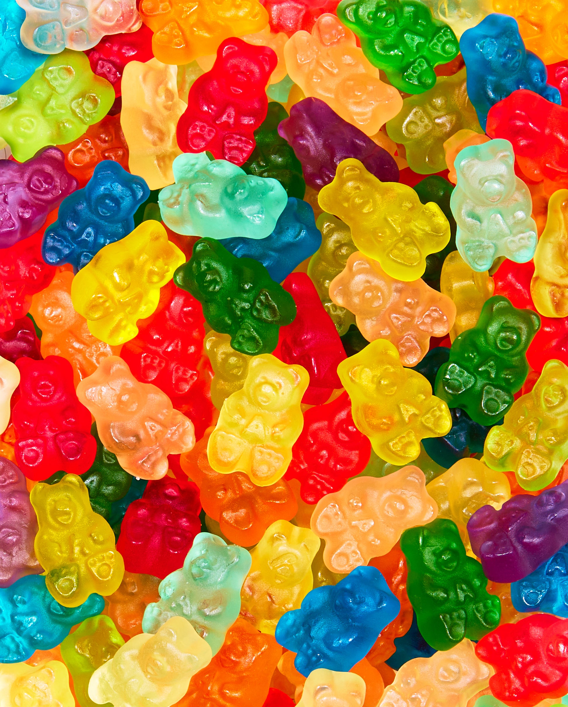 Zoomed-in Fruity Gummy Bears