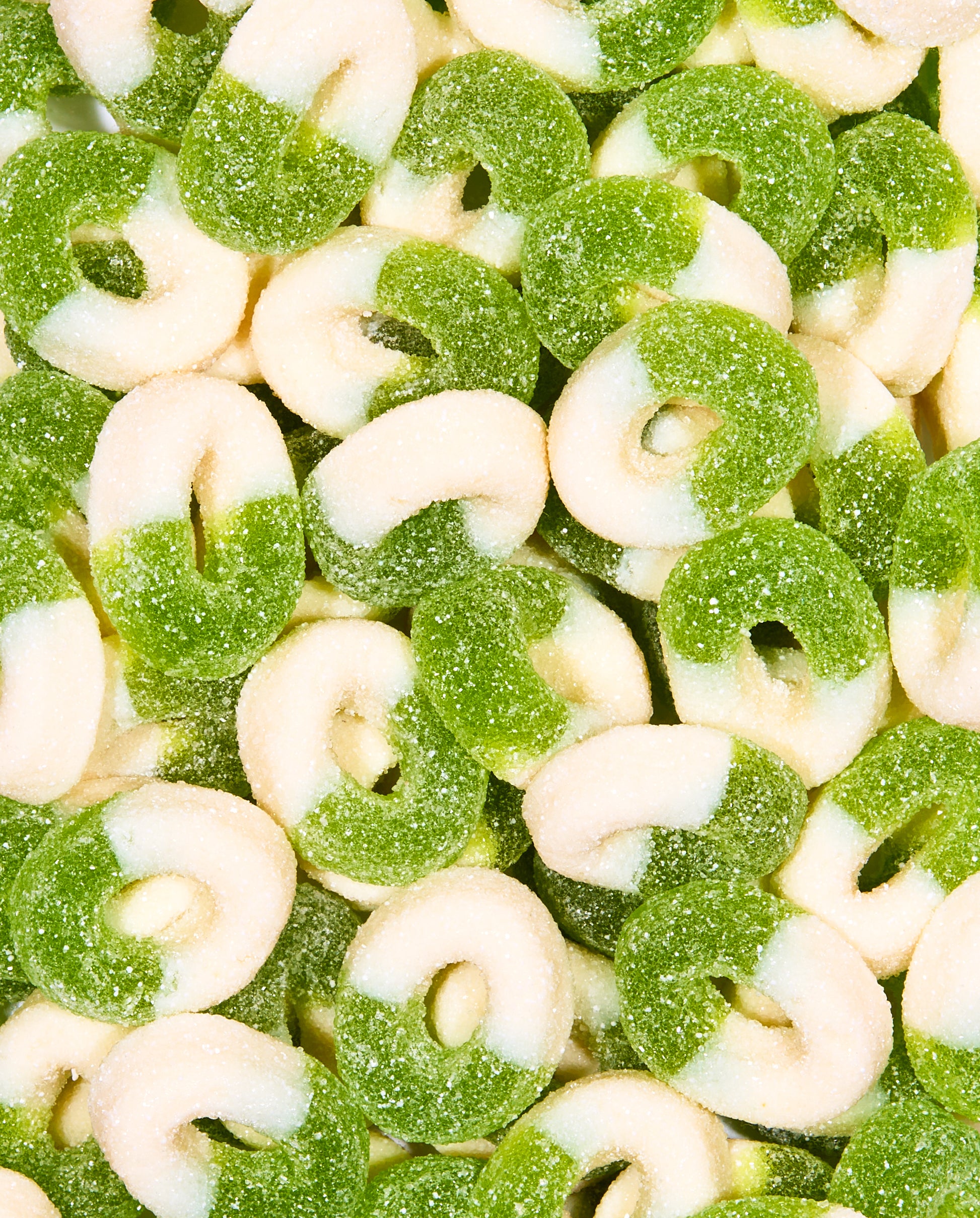 Zoomed-in Green Apple Gummy Rings